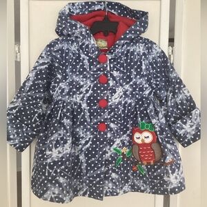 Toddler girl swing jacket 2T fleece lined owl hooded jacket cotton